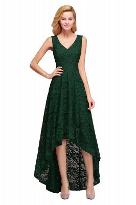 Aline Floral Lace Hi-Lo Formal Dress Sleeveless V-Neck Party Dress_5