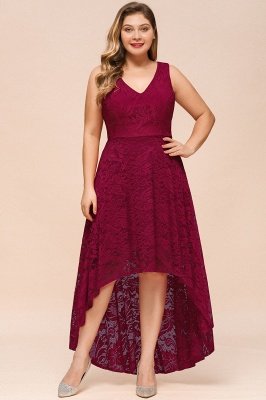 Aline Floral Lace Hi-Lo Formal Dress Sleeveless V-Neck Party Dress_3