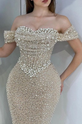 Off-the-Shoulder Sparkly Sequins Mermaid Prom Dresses Sweetheart Pearks Bodycon Party Wear Dress_2