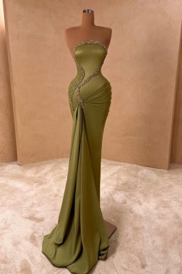 Strapless Floor-length Column Ruched Satin Prom Dress