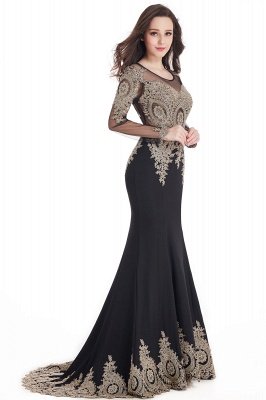 Crystal | Sexy Mermaid Lace Appliques Long Sleeves Prom Dresses with Beadings_12