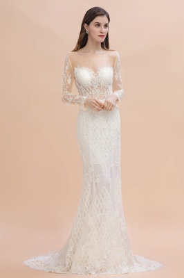 Luxury Beaded Lace Mermaid Wedding Dresses Tulle Appliques with Detachable Train_5