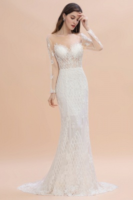 Luxury Beaded Lace Mermaid Wedding Dresses Tulle Appliques with Detachable Train_1