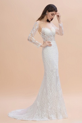 Luxury Beaded Lace Mermaid Wedding Dresses Tulle Appliques with Detachable Train_3