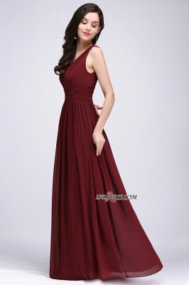 V-Neck Ruched Chiffon A-line Burgundy Evening Dress UKes UK_11