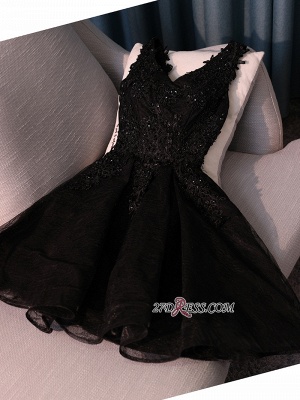 Black A-Line Short Prom Dress UK | Homecoming Dress UK With Lace Appliques_5