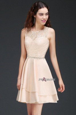 Sexy A-line Sleeveless Beading Tiers Lace Homecoming Dress UKes UK_4