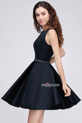 A-Line Beadings Sleeveless Sequare Black Short Homecoming Dress UKes UK_4