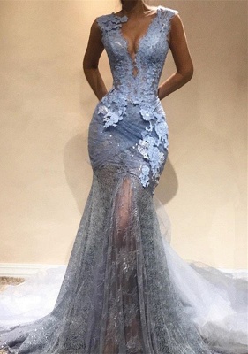 Sexy V-Neck Evening Dress UK Online | Mermaid Lace Prom Dress UK BA9567_1