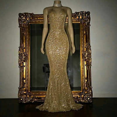 Mermaid Stunning Spaghetti-strap Sequined Sleeveless Long Prom Dress UK SP0311_3